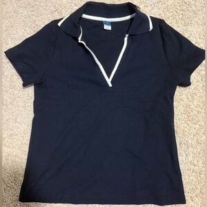 Old Navy Dark Blue Women's V-Neck Polo